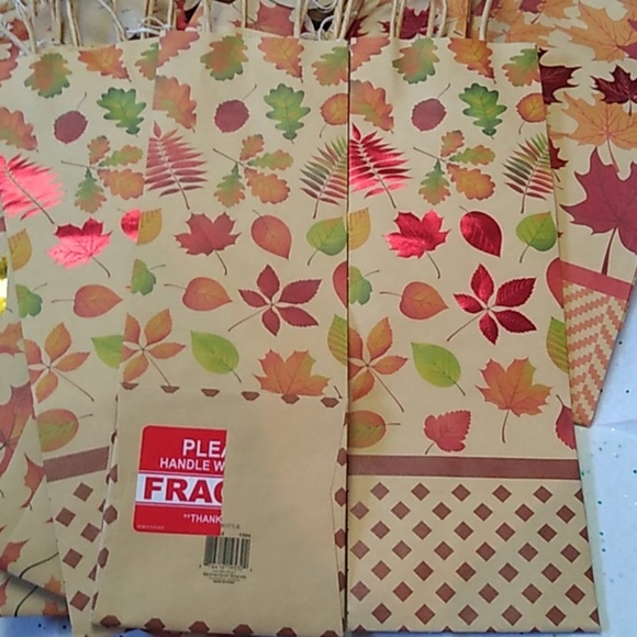 Fall Metallic Leaves Bottle Bags, set of 25 - Picture 2 of 7